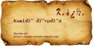Komló Árpád névjegykártya