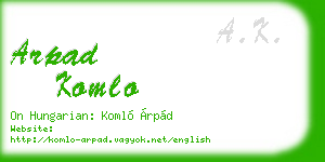 arpad komlo business card